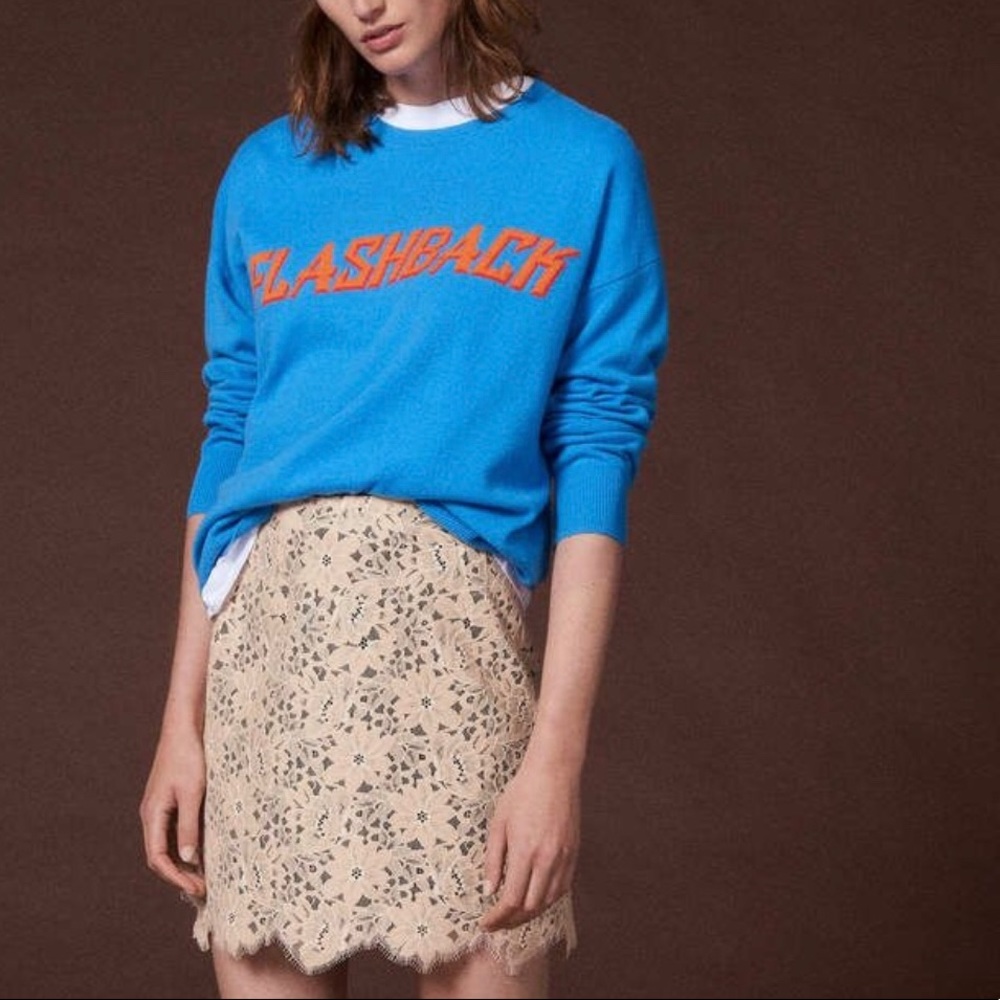 Sandro Lace Skirt with Contrasting Lining